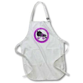 3dRose apr_28509_1 Derby Chicks Roll with it Purple with Black Roller Skate-Full Length Apron with Pockets, 22 by 30-Inch, White