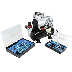 Timbertech Airbrush Kit with Compressor, 2 Airbrush Kits, 1 1/6hp Single Piston Quiet ABPST06 Air Compressor for Airbrush ting, Makeup, Nail and Tattoo studios, Hobby