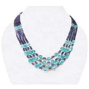 u[ ACICg Ap^Cg r[Y lbNX X^[O Vo[ WFXg[ r[Yt ޏւ̃WG[ Mtg anushruti Blue Iolite Apatite Beaded Necklace with Sterling Silver Gemstone B