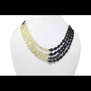 fUCi[ }`Xgh  NH[c & ubN Xsl r[Y lbNXAX^[O Vo[p[ct anushruti Designer multi strand Lemon Quartz & Black Spinel beads necklace with sterling 