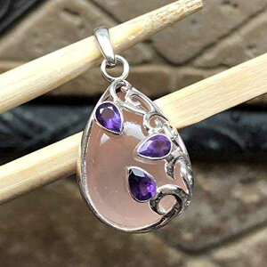 VR 2ct p[v AWXgA[YNH[c 925 \bh X^[O Vo[ fUCi[ y_g 35mm Natural Rocks by Kala Natural 2ct Purple Amethyst, Rose Quartz 925 Solid Sterling Silver Designer Pendant 