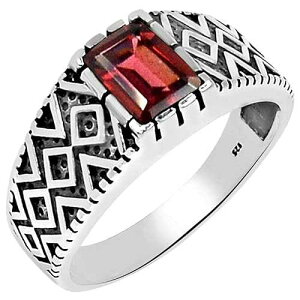Natural 2ct Pyrope Garnet 925 Sterling Silver Men's Ring Size 7, 8, 9, 10, 11, 12, 13 Natural Rocks by Kala Natural 2ct Pyrope Garnet 925 Sterling Silver Men's Ring Size 7, 8, 9, 10, 11, 12, 13