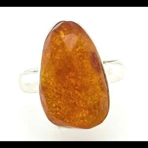 Natural Rocks by Kala Natural Baltic Amber 925 Solid Sterling Silver Ring Size 8.5