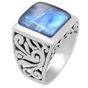Natural Rainbow Moonstone 925 Solid Sterling Silver Men's Ring Size 8, 9, 10, 11, 13 Natural Rocks by Kala Natural Rainbow Moonstone 925 Solid Sterling Silver Men's Ring Size 8, 9, 10, 11, 13
