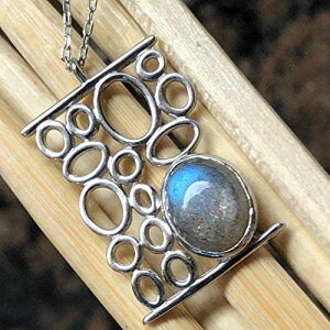 i` u[ FuhCg 925 \bh X^[O Vo[ lbNX 17" Natural Rocks by Kala Natural Blue Iridescence Labradorite 925 Solid Sterling Silver Necklace 17"