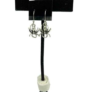 �n���E�B�� �V���o�[�g�[�� �X�p�C�_�[ �`���[�� �_���O�� �C�������O Mama Otter's Tidbits Halloween Silvertone Spider Charm Dangle Earrings