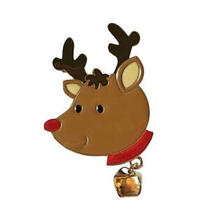 �N���X�}�X ���^�� �g�i�J�C �w�b�h �s�� �u���[�` �W���O���x���t�� Mama Otter's Tidbits Christmas Metal Reindeer Head Pin Brooch with Jingle Bell