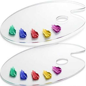 DUGATO Clear Acrylic Paint Palette, 2-Pack Oval Paint Trays, 11.8 x 7.9 In