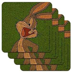 [j[Ee[Y obOXEoj[ [vt@C mxeB RN R[X^[ Zbg GRAPHICS & MORE Looney Tunes Bugs Bunny Low Profile Novelty Cork Coaster Set