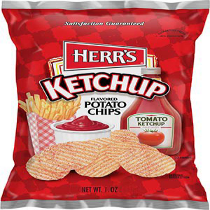 Herr's Potato Chips, Ketchup Flavored, 1 Oz. (Pack of 42)