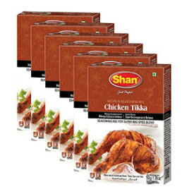 シャンチキンティッカレシピと調味料ミックスバンドル-50gスパイスパウダー、（6パック）-防腐剤なし-伝統的なバーベキューフレーバーのためのパキスタンスタイルのマサラ Shan Chicken Tikka Recipe and Seasoning Mix Bundle - 50g Spice Powder, (Pack of
