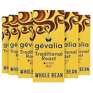 Gevalia gfBVi }Ch [Xg SR[q[ (12 IX obOA6 pbN) Gevalia Traditional Mild Roast Whole Bean Coffee (12 oz Bag, Pack of 6)