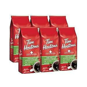Tim Hortons fJtFuhA~fBA[XgOEhR[q[AȃoXAɊ炩A100% ArJA72 IX (6 x 12 IX) Tim Hortons Decaf Blend, Medium Roast Ground Coffee, Perf