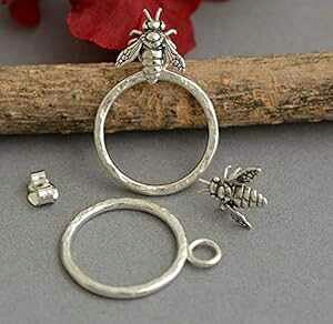 X^[OVo[ ~co` t[v C[ WPbg tg obN ʃ~co` X^bh CO Macalania Jewelry Sterling silver honey bee hoop ear jackets front back two sided bee stud earrings