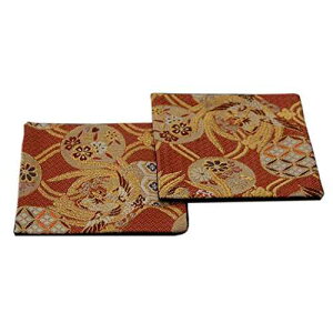 _哰 R[X^[ {̓`D E 2ZbgiFԖPj SHINSENDO Kimono Coasters Japanese Traditional Fabrics Kinran Set of 2 (Pattern Name: Red Phoenix