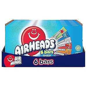 Airheads Halloween Trick or Treat Candy Full Size Bars, Assorted Fruit Flavors Bulk Variety Pack, Individually Wrapped for Adults & Kids, Non-Melting, 6 Bars per Theater Box (Box of 12 Boxes)