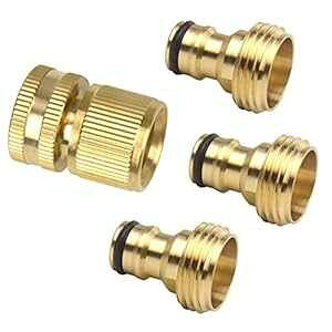 ^J̃IXƃX3/4C`K[fz[XGhƃNCbNRlN^Zbg̃Zbg Gardeningwill Set of Brass Male and Female 3/4 Inch Garden Hose End and Quick Connector Set
