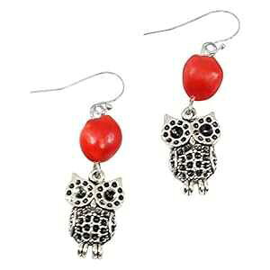y[ tNE Mtg CO p - Huayruro bhV[hAԂ牺 - K^ - ɗDbh CO by EB EvelynBrooksDesigns Peru Owl Gift Earrings for Women - Huayruro Red Seed, Dangles - Good