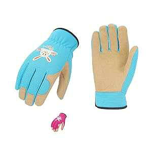 Vgo... 2-Pairs Age 5-6 Kids Gardening Gloves,Children Yard Work Gloves,Soft Safety Outdoor Playing Gloves (Size M,Blue&Purple Rabbit, KID-SL7362)