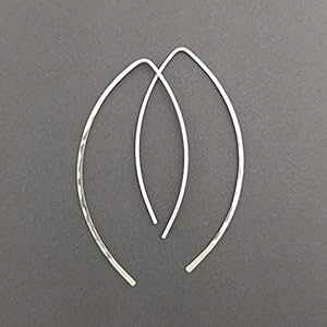 2�C���` �����X�^�[�����O�V���o�[ �n���}�[�h �X���b�h �C�������O �I�[�v�� �t�[�v 20 �Q�[�W (.8mm) Aris Designs Jewelry 2 Thin Sterling Silver Hammered Threader Earrings Open Hoop 20 Gauge (.8mm)