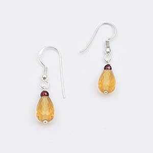 �V�R�K�[�l�b�g �V�g���� �r�[�Y �h���b�v �C�������O �X�^�[�����O �V���o�[ �p�[�c 1.50 �C���` Handamde �W���G���[ anushruti Natural Garnet Citrine Beads Drop Earrings with Sterling Silver Findings 1.50" Handamde Je