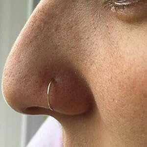tFCNNbvI 22G S[htBhAsAXsv - XLj[^tFCNm[Yt[vO 22 Q[W EllieJMaui Fake Clip-On 22G Gold Filled, No Piercing Needed- Skinny Thin Faux Nose Hoop Ring 22 Gauge