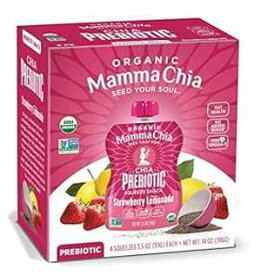 Mamma Chia Organic Prebiotic Squeeze Snack, Strawberry Lemonade, Fiber-Rich Prebiotic Gut Support, USDA Organic, Non-GMO, Vegan, Gluten Free,3.5 Ounce (Pack of 24)