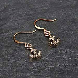 LLqCAJ[ [YS[h _O CO WG[ Mtg p Designed by Stacey Jewelry, LLC Sparkly Nautical Anchor Rose Gold Dangle Earrings Jewelry Gift for Women