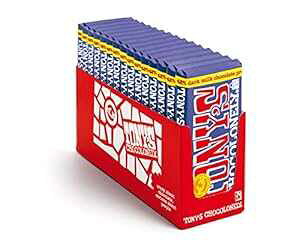 Tony's Chocolonely 42% �_�[�N�~���N�`���R���[�g�o�[�A�v���b�c�F���ƃg�t�B�[����A6.35 �I���X�A15 �p�b�N Tony's Chocolonely 42% Dark Milk Chocolate Bar with Pretzel and Toffee, 6.35 Ounce, 15 Pack