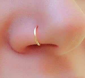 ^Cj[ S[h m[Y O t[v 18 G m[Y sAX t[v - 14K S[htBh m[Y sAX t[v Lugasis piercings Tiny Gold Nose Ring Hoop 18 G Nose Piercings Hoop - 14K Gold Filled Nose Piercings hoo