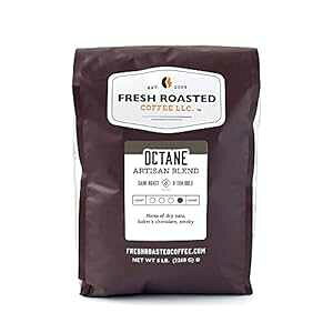 tbV[XgR[q[AIN^A5|hi80IXjA_[N[XgAR[V[AS FRESH ROASTED COFFEE LLC FRESHROASTEDCOFFEE.COM Fresh Roasted Coffee, Octane, 5 lb (80 oz), Dark Roast, Kosher, Whole