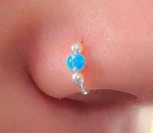 Ip[ m[Y O t[v sAX - 20G Ip[ m[Y sAX O - 925 X^[O Vo[ Cgu[ Ip[ m[Y O Lugasis piercings Opal Nose Ring Hoop Piercings - 20G Opal Nose 