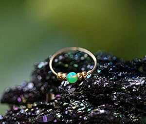  14K S[htBhm[YO - 2 mm O[Ip[sAXm[Yt[v - 24 Q[W̔ɔm[Yt[v^Cj[sAX Alome Piercings Thin 14k Gold Filled Nose Ring - 2 mm Green Opal pierci