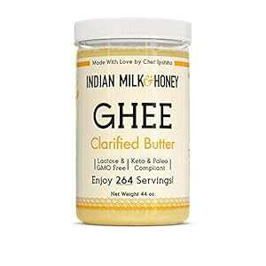 Indian Milk & Honey Co. M[o^[A`qg݊ȂAIWiM[AW{ (44 IX) Indian Milk & Honey Co. Ghee Butter, No GMOs, Original Ghee, Jumbo (44 oz)