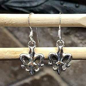 Fleur De Lis 925 �\���b�h �X�^�[�����O �V���o�[ �C�������O 25mm Natural Rocks by Kala Fleur De Lis 925 Solid Sterling Silver Earrings 25mm