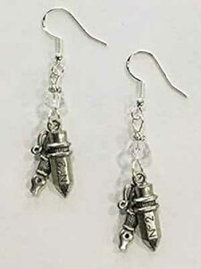 ȃANZgr[YtyyVsAXAtAƂɍœKAX^[OVo[̃C[C[ Ann Peden Jewelry Pen & Pencil Earrings with clear accent beads, perfect for teachers, callig