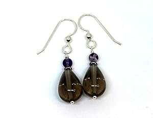 X[L[NH[cƌu΂̃WFXg[̃hbvsAXAX^[OVo[̃C[C[t CHEFJEWELRY/ElmParkJewelry/ChefMel Smokey Quartz and Fluorite Gemstone Drop Earrings on Sterling Silver Earw