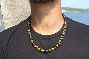 ^CK[AC lbNX Y/fB[X - r[YlbNX - ɉhNX^ - RWG[ - JX^lbNX Auras by Osiris Tiger Eye Necklace for Men/Women - Beaded Necklace - Prosperity C