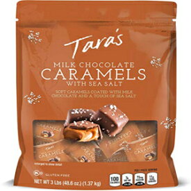 タラのスモールバッチミルクチョコレートで覆われたシーソルトソフトキャラメル、個別包装、3ポンド（約60ピース）、48.6オンス Tara's Small Batch Milk Chocolate Covered Sea Salt Soft Caramels, Individually Wrapped, 3 Lbs (approx 60Piece),