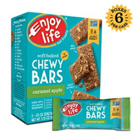 ライフチューイーバー、大豆フリー、ナッツフリー、グルテンフリー、乳製品フリー、非遺伝子組み換え、キャラメルアップル、1ボックス（5バー）をお楽しみください Enjoy Life Foods Enjoy Life Chewy Bars, Soy free, Nut free, Gluten free, Dairy free