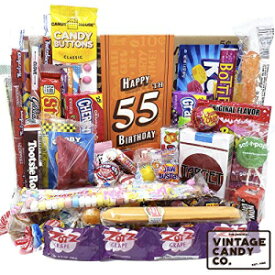 VINTAGE CANDY CO. 55TH BIRTHDAY RETRO CANDY GIFT BOX - 1965 Decade Childhood Nostalgic Candies - Fun Funny Gag Gift Basket - Milestone 55 Birthday PERFECT For FIFTY FIVE Years Old Man | Woman