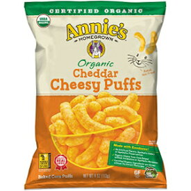 アニーズ オーガニック チェダーチーズ ベイクド コーン パフ バッグ、12 個 (12 個パック) Annie's Organic Cheddar Cheesy Baked Corn Puffs Bag, 12 Count (Pack of 12)
