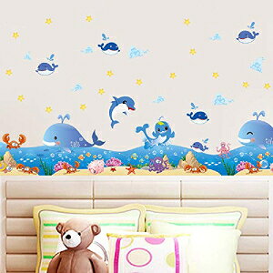 LINDOO Under The Sea Kids Wall Stickers Wall Decals Peel and Stick Removable Wall Stickers for Kids Nursery Bedroom Living Room