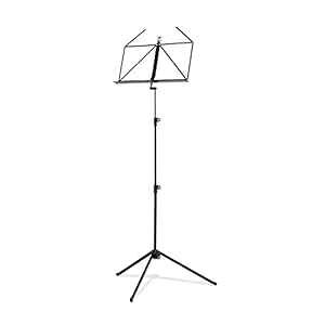K&M Konig & Meyer 10010.000.55 Music Stand Large Deep Desk Sturdy Base Adjustable 3pc Telescopic Design Folding Compact Pro Grade for Musicians German Made Black
