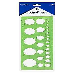 ALVIN TD400, Isometric Ellipse Guide Template, Plastic Drawing and Drafting Tool, Great for Students and Professionals Alike - 6.125" x 10" x .030"