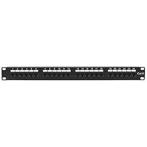 Cmple - 24 Port Cat6 Network Patch Panel, Cat 6 Rackmount Wall Mount Category 6 Bracket Surface 110 Type (568A/568B Compatible)
