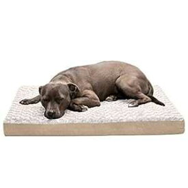 Furhaven 犬猫用低反発ペットベッド - クラシッククッション超豪華なカーリーファー犬用ベッドマット、取り外し可能な洗えるカバー付き、クリーム、L Furhaven Memory Foam Pet Bed for Dogs and Cats - Classic Cushion Ultra Plush Curly Fur Dog Bed