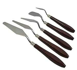 5 ̃XeX|pbgiCtXN[p[ZbgXp`iCtA[eBXgGpؐnh 5 Pcs Stainless Steel Palette Knife Mixed Scraper Set Spatula Knives for Artist Oil ting with Wood Handle