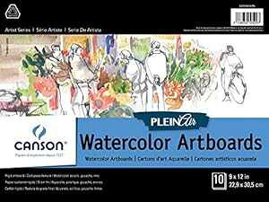 Canson Plein Air Watercolor Art Board Pad for Watercolor, Ink, Gouache and Acrylic, 9 x 12 Inch, Set of 10 Boards
