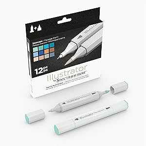 Spectrum Noir Illustrator by Spectrum Noir 12 Piece Twin Tip Artist Alcohol Marker, Seascape